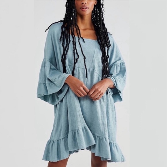 FP Beach Dresses & Skirts - Free People FP Beach Mini Oversized El Mar Dress Blue Mountain Jubilee Sz Large